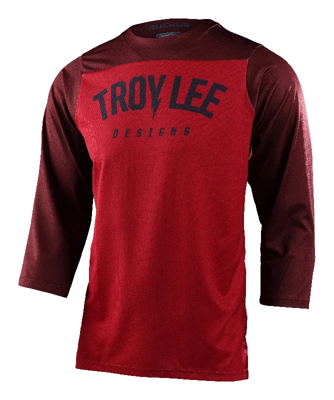 Long-Sleeve-Embroidered-Troy Lee Designs Ruckus 3/4 Sleeve MTB Jersey - Camber - Oxblood - 2023