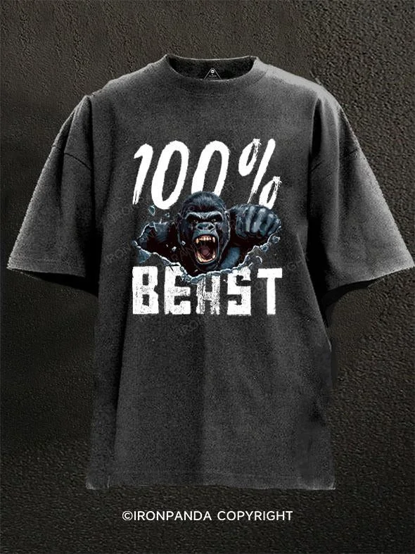 T-Shirt-Personalized-Beast Power Washed Gym Shirt