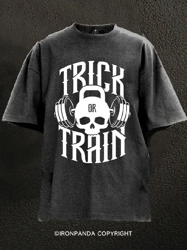 T-Shirt-Graphic-Trick or Train Washed Gym Shirt