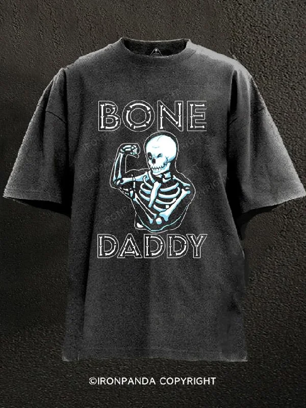 T-Shirt-Durable-Bone Daddy Skeleton Washed Gym Shirt