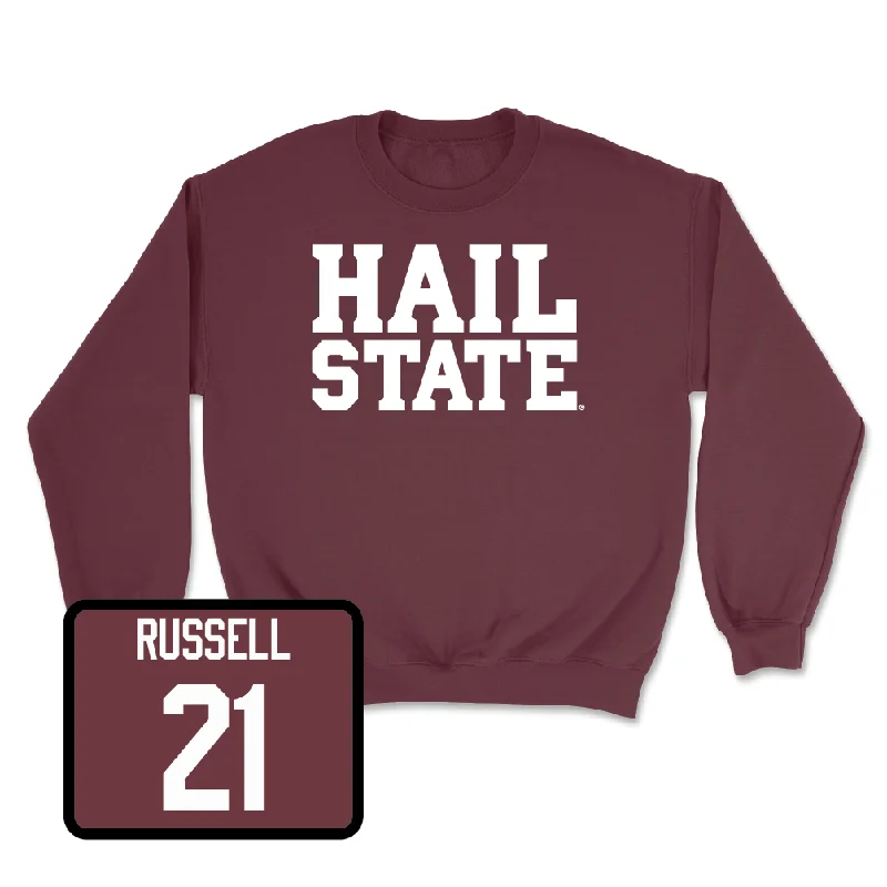 Long-Sleeve-Modern-Maroon Men's Basketball Hail Crew  - MJ Russell