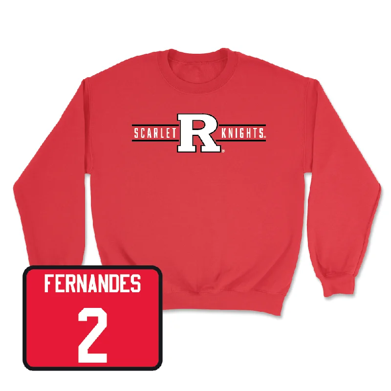 Long-Sleeve-Fleece-Red Men's Basketball Scarlet Knights Crew - Noah Fernandes