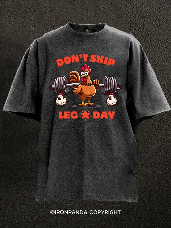 T-Shirt-Hip-Hop-Theme-Dont Skip Leg Day Washed Gym Shirt