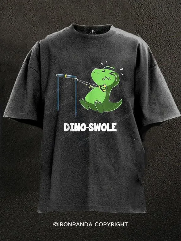 T-Shirt-Family-Matching-Dino Swole Washed Gym Shirt