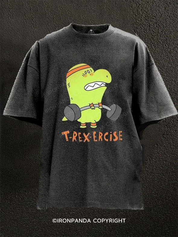 T-Shirt-Red-T-Rex-Ercise Washed Gym Shirt