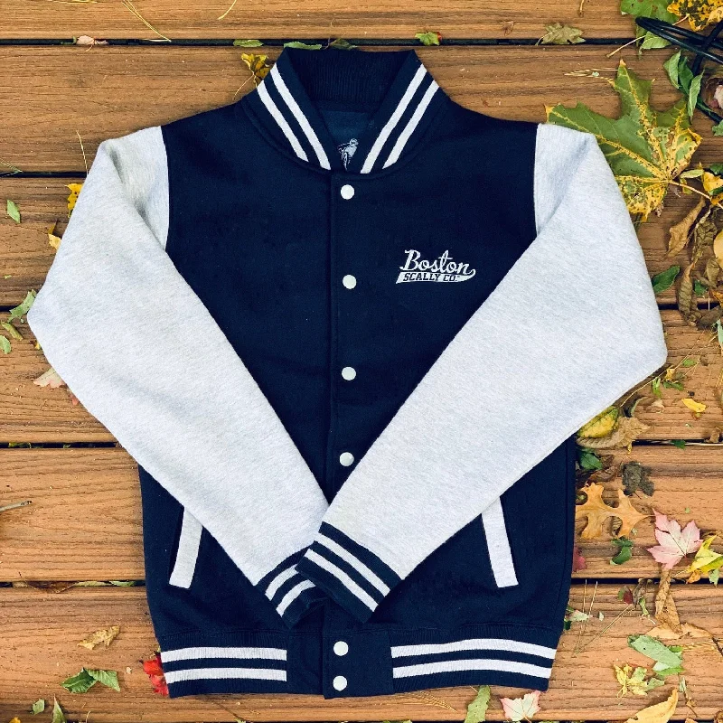 Jacket-College-Boston Scally The Varsity Jacket - Navy/Heather Grey