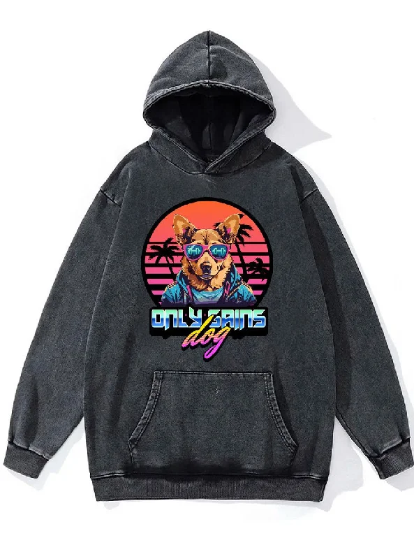 Hoodie-Daily-Wear-only gains Cyberpunk dog Washed Gym Hoodie