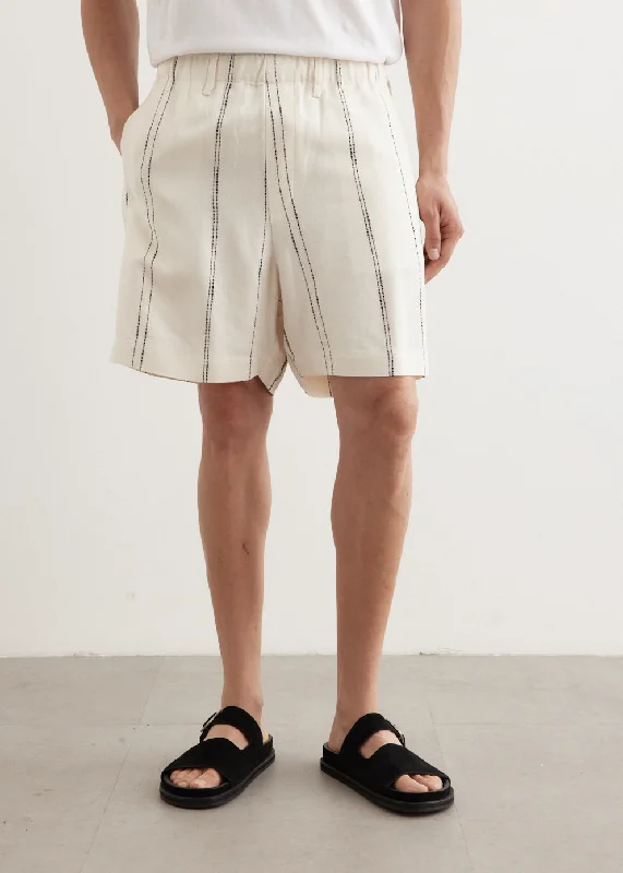 Shorts-Solid-Color-Woven Stripe Resort Shorts