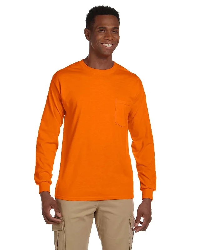 T-Shirt-Daily-Wear-Gildan G241 Adult Ultra Cotton Long-Sleeve Pocket T-Shirt