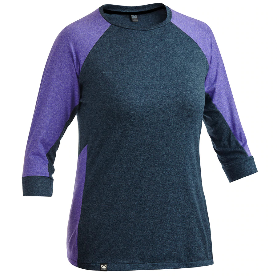 Long-Sleeve-Training-Kaden Apparel Gryla 3/4 Sleeve MTB Jersey - Womens - Midnight Blue-Lilac