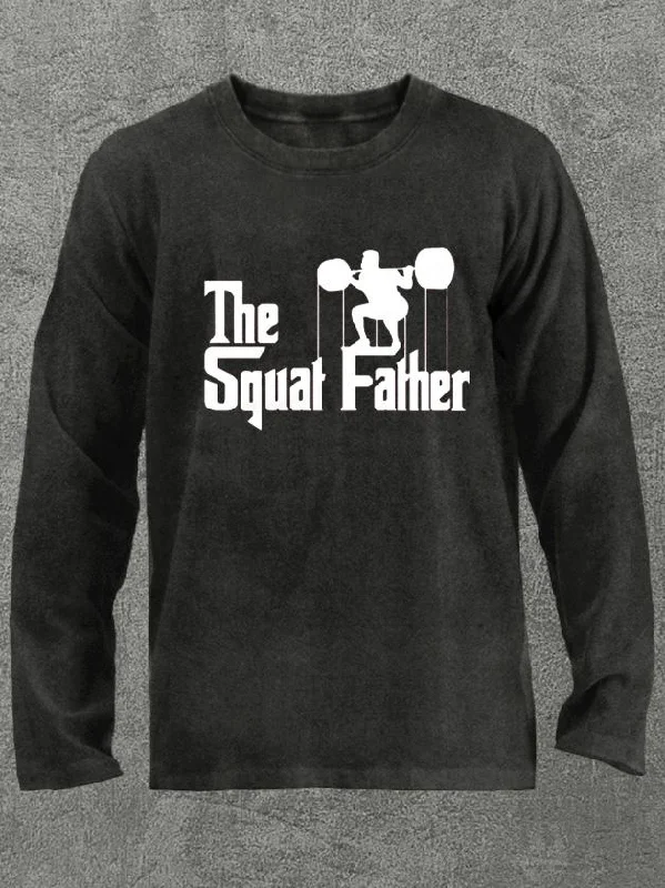 Long-Sleeve-Polka-Dot-the squat father Washed Gym Long Sleeve Shirt