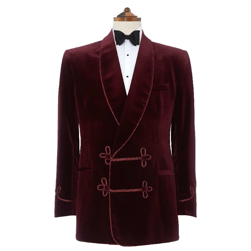 Jacket-Embroidered-Bloomsbury Burgundy Velvet Jacket