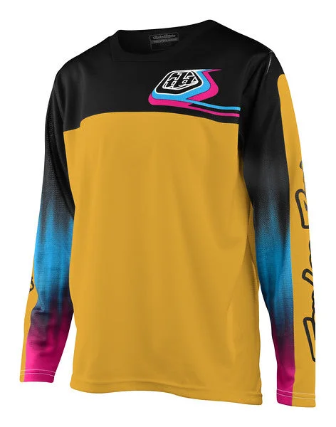 Long-Sleeve-Durable-Troy Lee Designs Sprint Long Sleeve MTB Jersey - Youth - Jet Fuel - Golden - 2022