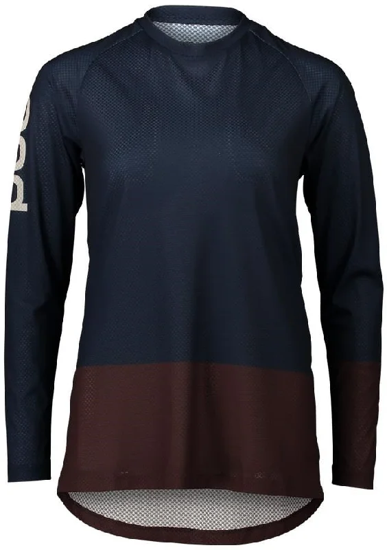 Long-Sleeve-Hiking-POC Pure Long Sleeve MTB Jersey - Womens - Turmaline Navy-Axinite Brown