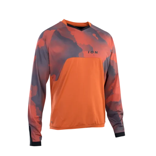 Long-Sleeve-Orange-ION Traze Amp AFT Long Sleeve MTB Jersey - Crimson Earth