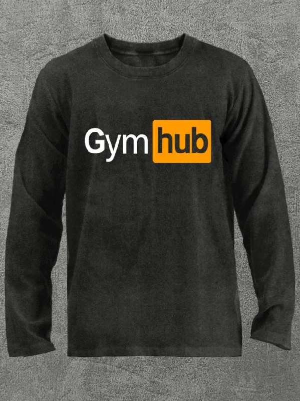 Long-Sleeve-Yellow-gym hub Washed Gym Long Sleeve Shirt