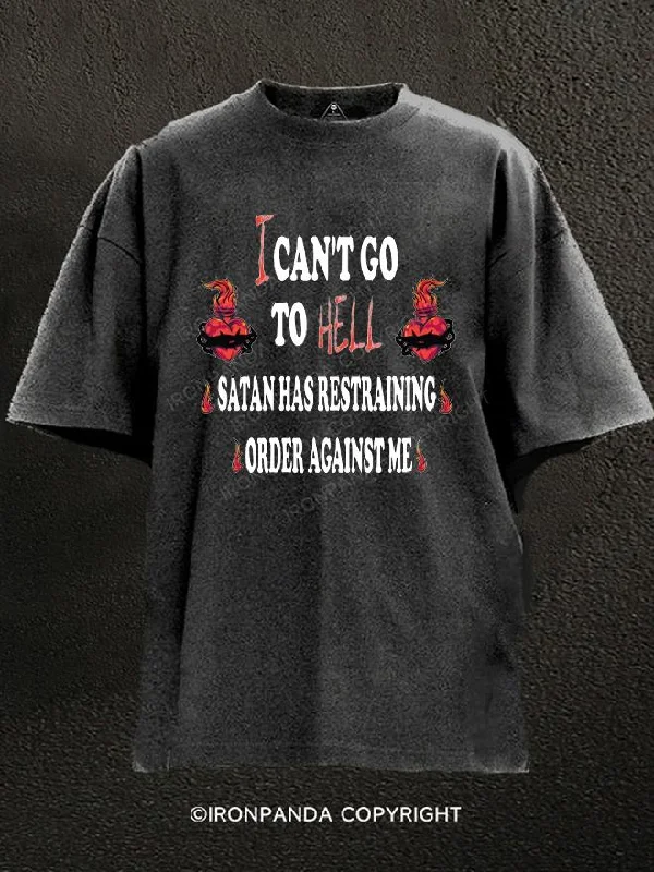 T-Shirt-Red-I Can't Go To Hell Satan Washed Gym Shirt