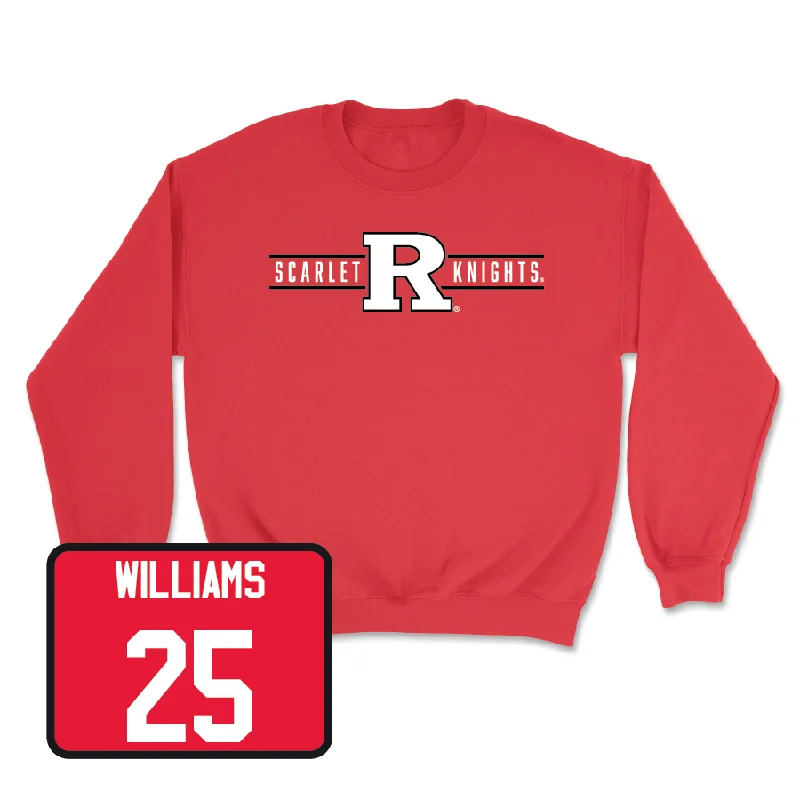 Long-Sleeve-Cotton-Red Men's Basketball Scarlet Knights Crew - Jeremiah Williams