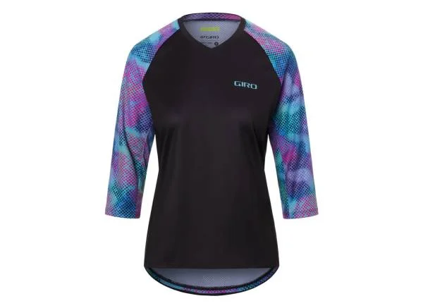 Long-Sleeve-Y2K-Style-Giro Roust 3/4 Sleeve MTB Jersey - Womens - Black Chromadot