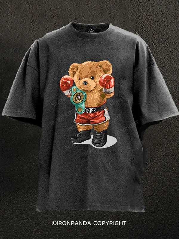 T-Shirt-Stretch-Boxing Bear  Washed Gym Shirt