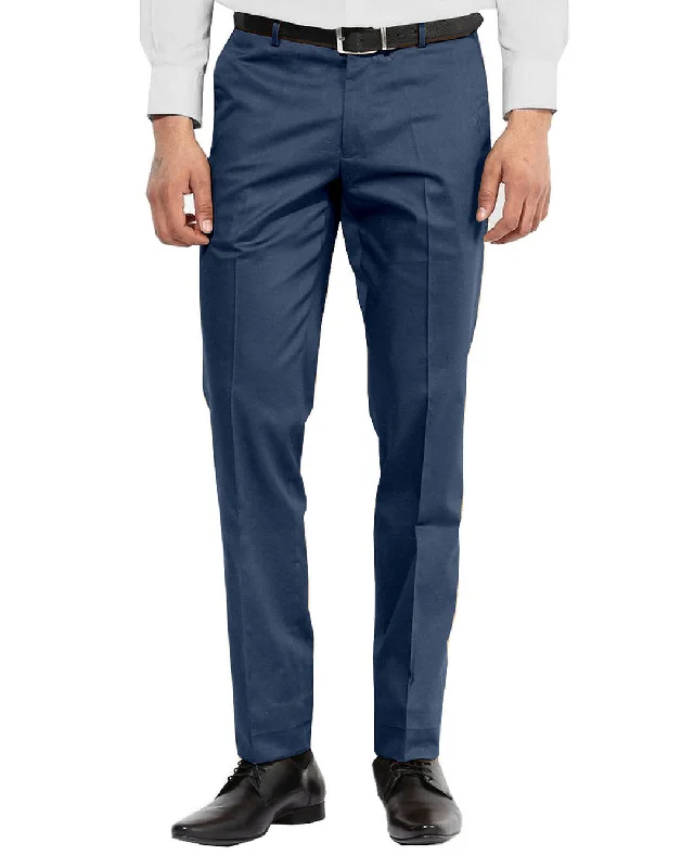 Pants-Loose-Fit-Dugdale Fine Worsted Pant - Blue Plain