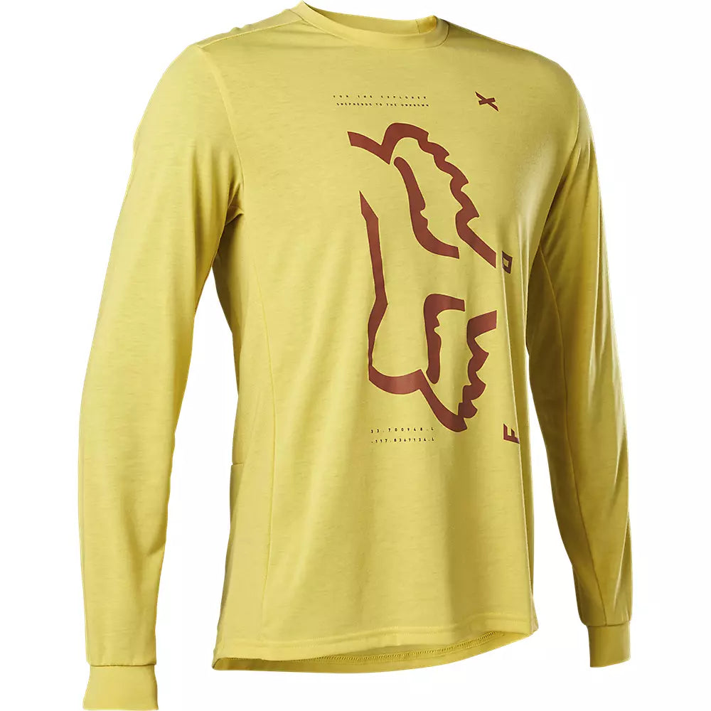 Long-Sleeve-Printed-Fox Racing Ranger Dri Release Long Sleeve MTB Jersey - Pear Yellow