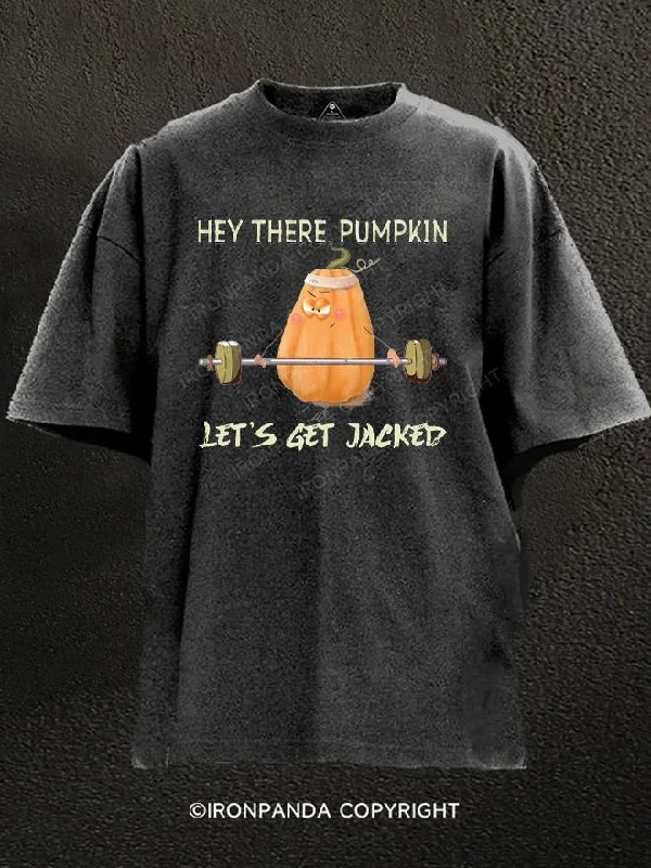 T-Shirt-Anime-Weightlifting Pumpkin Washed Gym Shirt