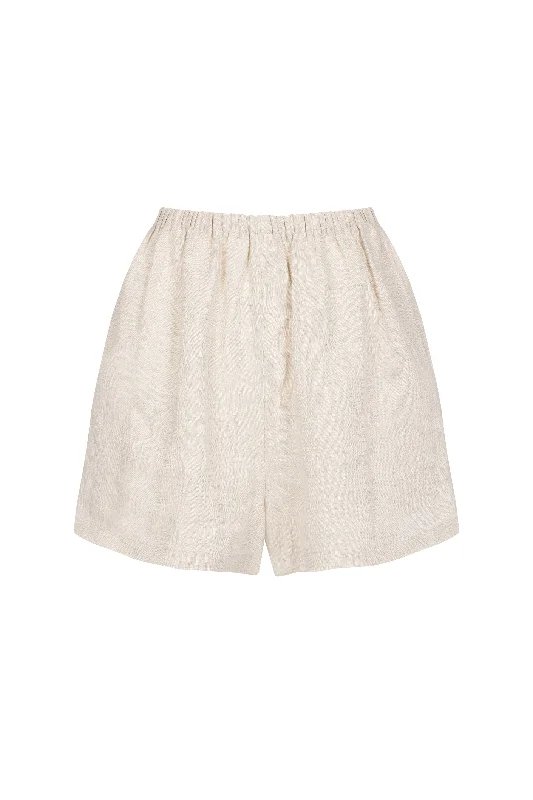 Shorts-Striped-'Hacienda' Linen Shorts - Stone