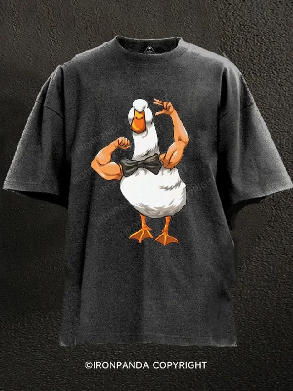 T-Shirt-Raglan-Muscular Duck Washed Gym Shirt