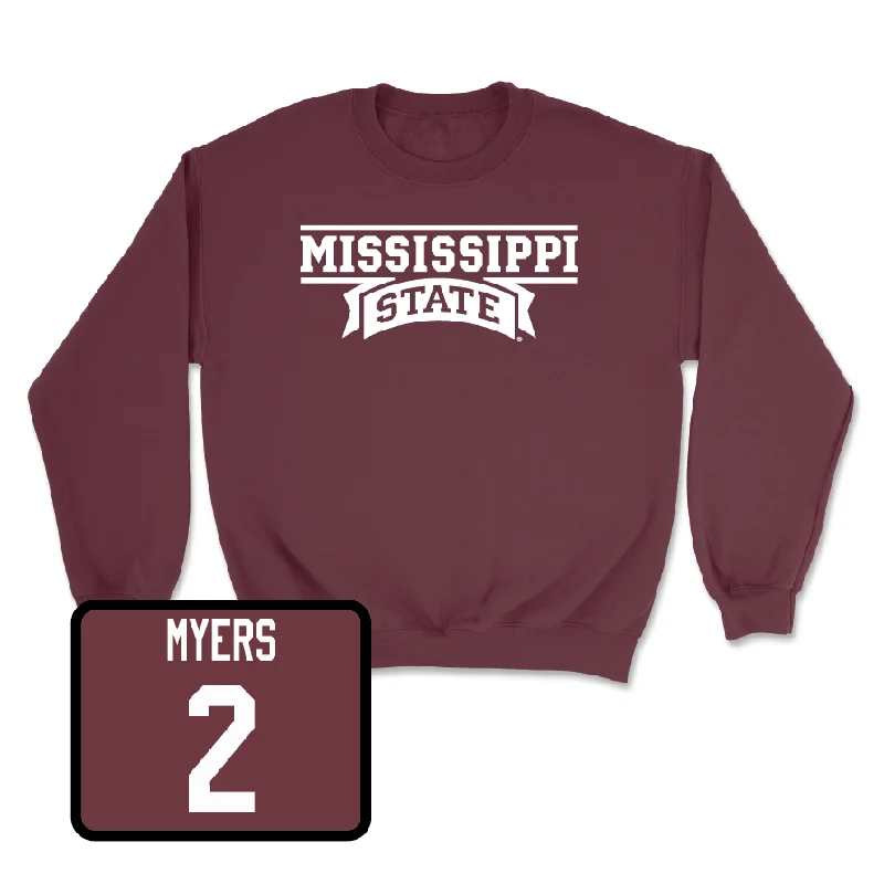 Long-Sleeve-Fleece-Maroon Men's Basketball Team Crew - Adrian Myers