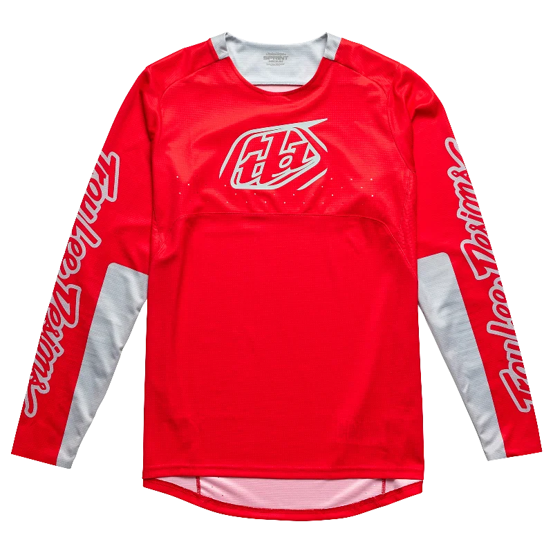 Long-Sleeve-Modern-Troy Lee Designs Sprint Long Sleeve MTB Jersey - Icon - Fire Red