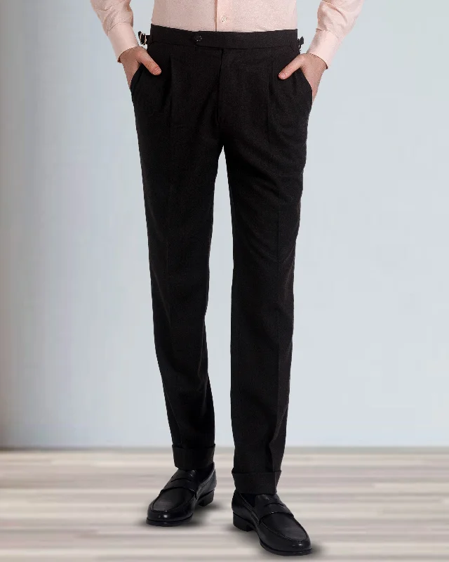 Pants-Daily-Wear-VBC Dark Brown Flannel Dress Pant