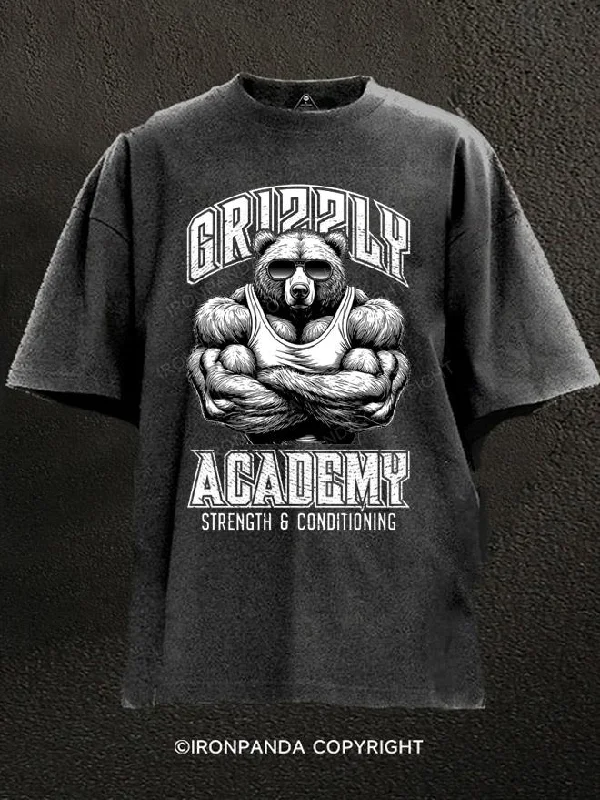 T-Shirt-Heavyweight-Grizzly Academy Strength & Conditioning Washed Gym Shirt