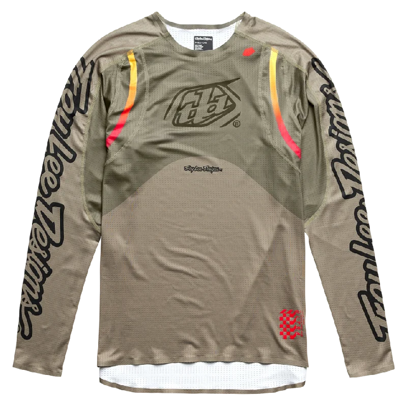 Long-Sleeve-Mock-Neck-Troy Lee Designs Sprint Ultra Long Sleeve MTB Jersey - Pinned - Olive