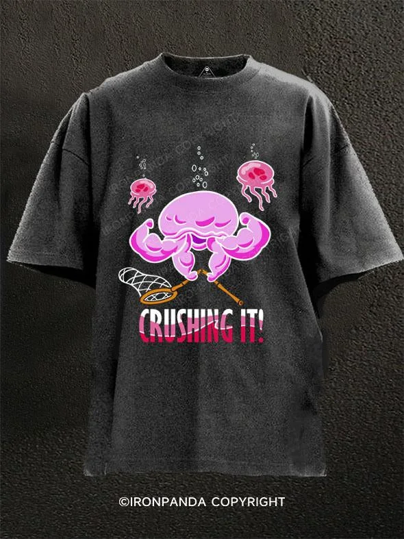 T-Shirt-Outdoor-Jellyfish Crushing It! Washed Gym Shirt