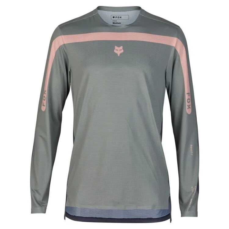 Long-Sleeve-Solid-Color-Fox Racing Flexair Long Sleeve MTB Race Jersey - Aviation - Gray Vintage