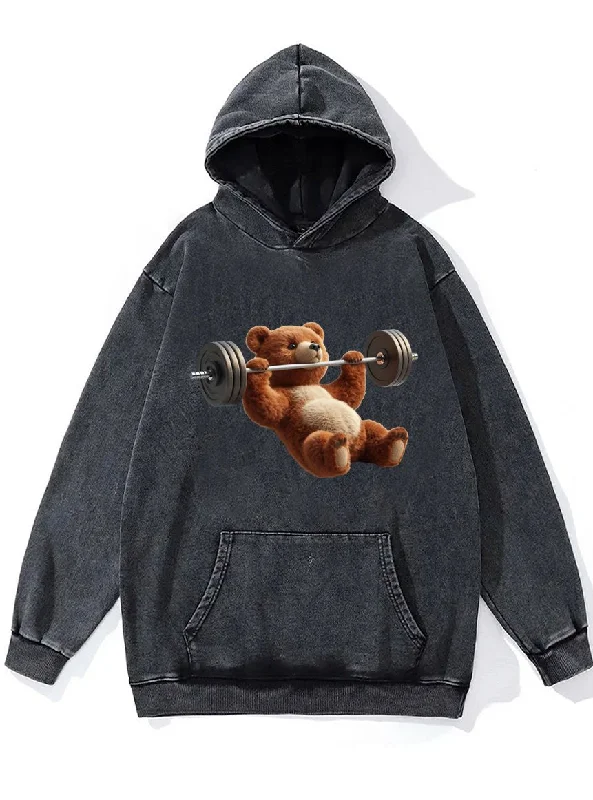 Hoodie-Longline-BENCH PRESS BEAR Washed Gym Hoodie