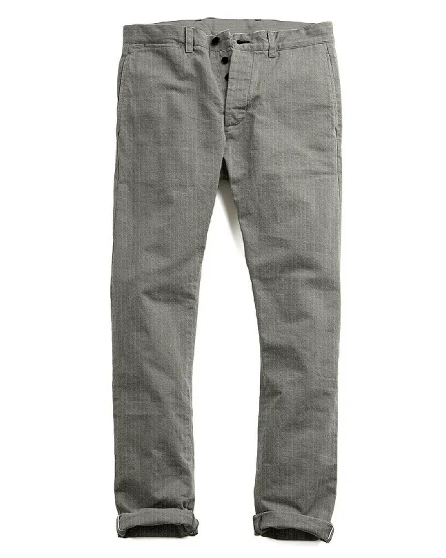 Pants-Organic-Loro Piana: Grey Herringbone Tweed