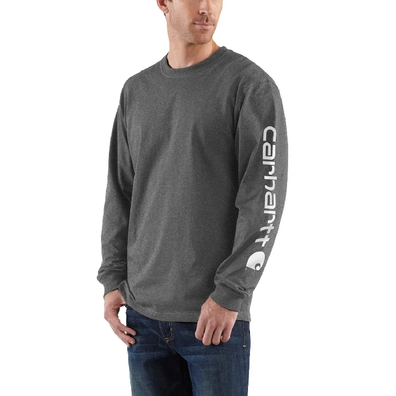 Long-Sleeve-Basketball-Carhartt Men's Signature Logo Long Sleeve T-Shirt_Carbon Heather