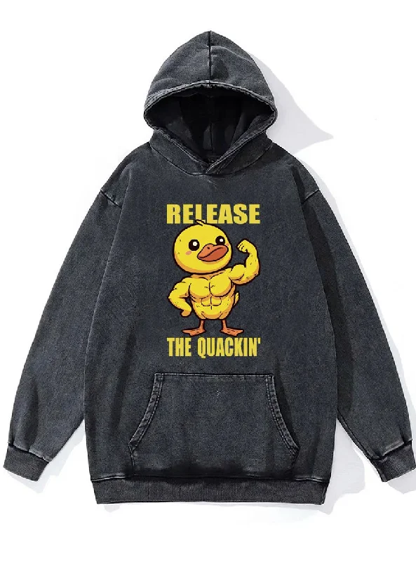 Hoodie-Cotton-RELEASE THE QUACKIN' Washed Gym Hoodie