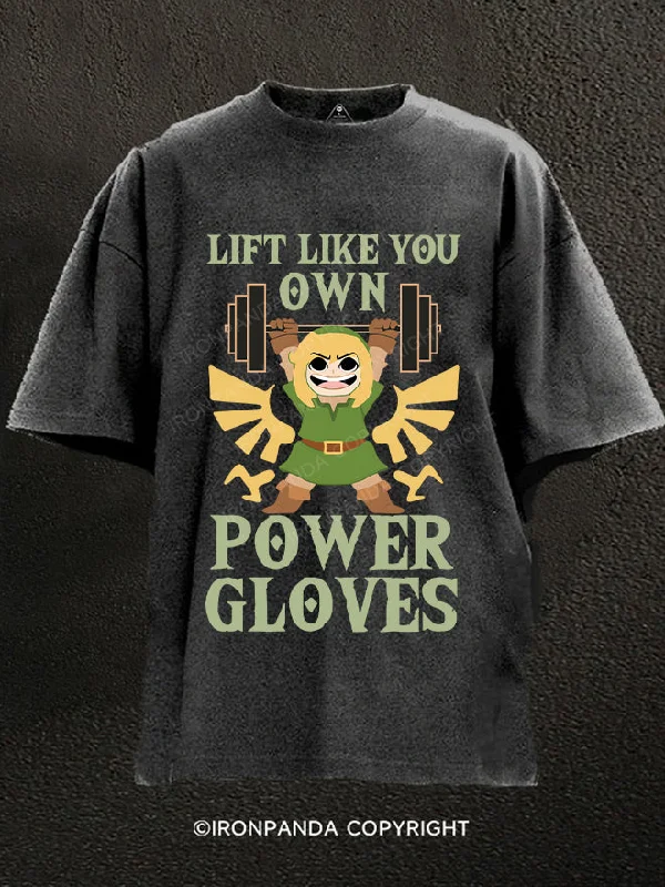 T-Shirt-Cotton-Lift Like You Own Power Gloves Washed Gym Shirt