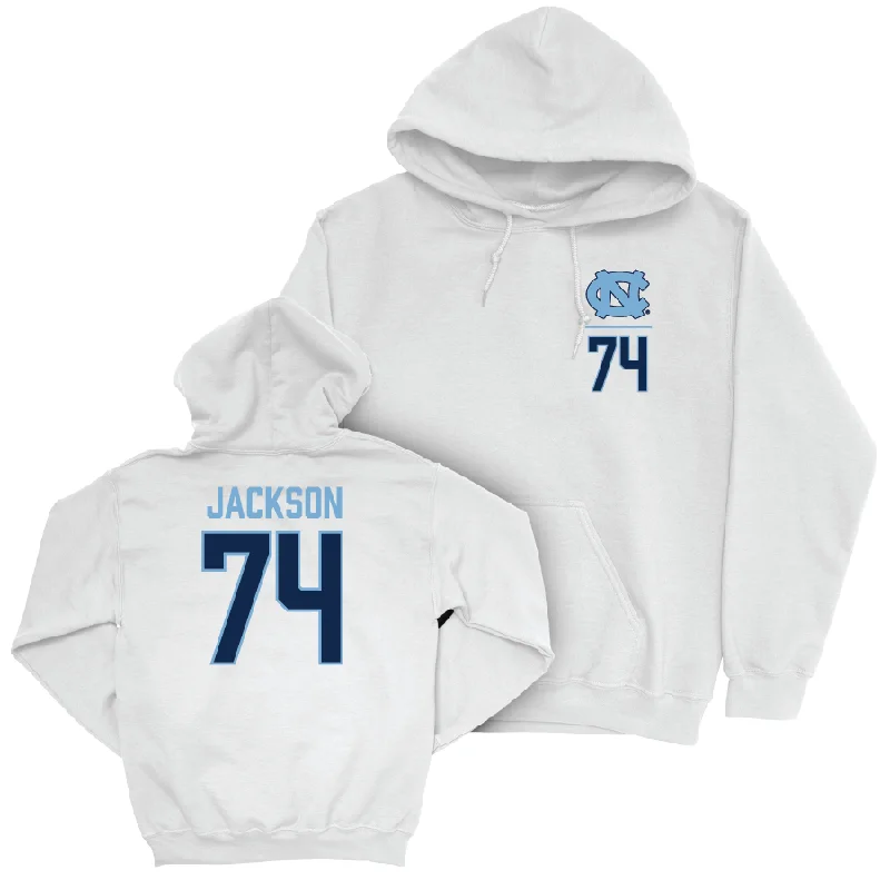 Hoodie-Adjustable-UNC Football White Logo Hoodie  - Desmond Jackson