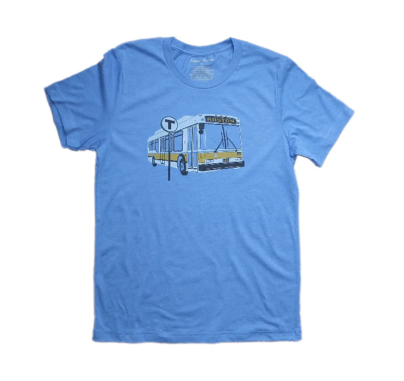 T-Shirt-Checked-Boston MBTA Bus with T Logo Sign T-Shirt (ADULT)