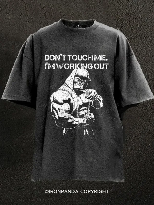 T-Shirt-Slim-Fit-don't touch me Washed Gym Shirt