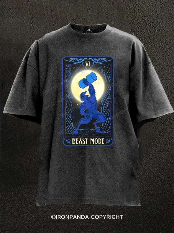 T-Shirt-Black-Beast Mode Washed Gym Shirt