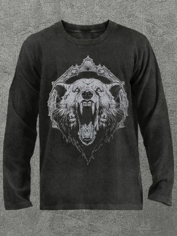 Long-Sleeve-High-Quality-fierce bear Washed Gym Long Sleeve Shirt