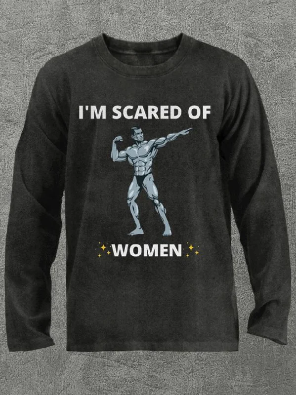 Long-Sleeve-Thermal-I'm Scared of Women Washed Gym Long Sleeve Shirt