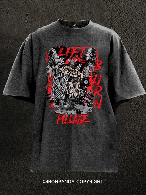 T-Shirt-Streetwear-Lift Burn Pillage Washed Gym Shirt