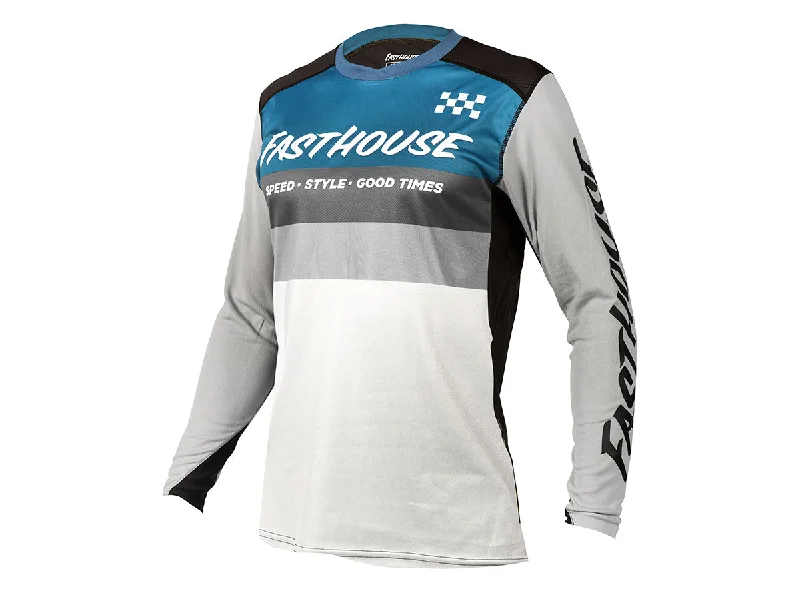 Long-Sleeve-Fleece-Fasthouse Alloy Kilo Long Sleeve MTB Jersey - Youth - Slate-White