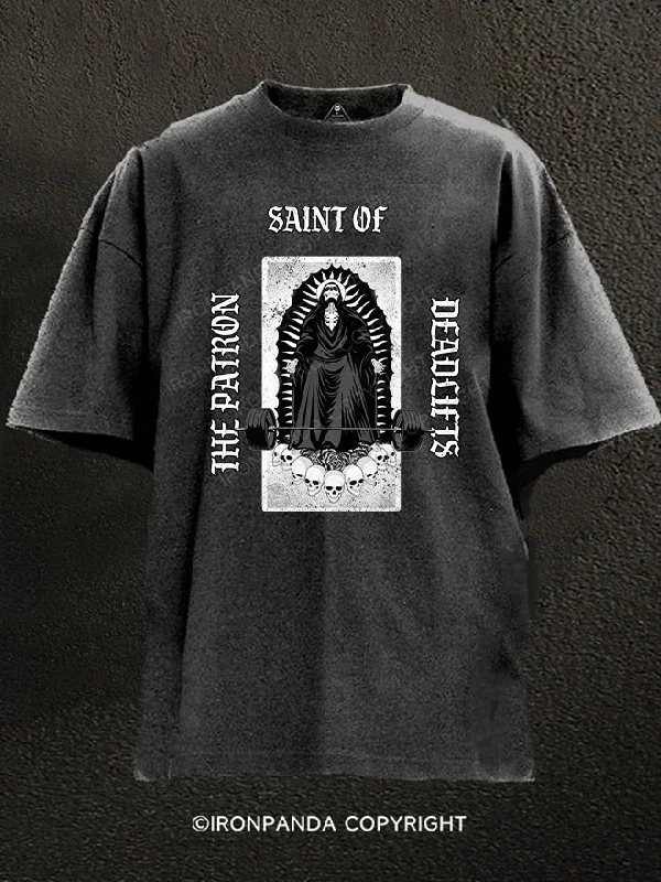 T-Shirt-Skateboarding-Patron Saint of Deadlifts Washed Gym Shirt